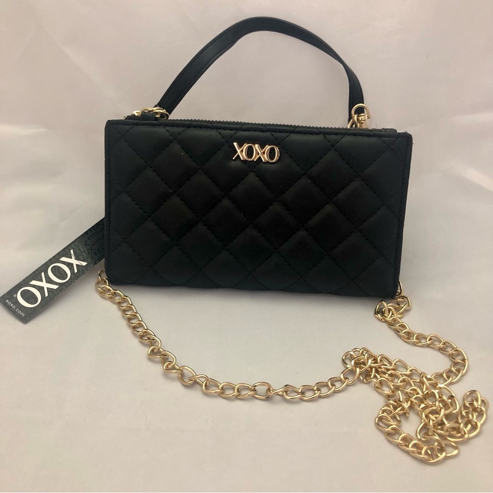 XOXO Quilted Black Wallet Purse and Keychain